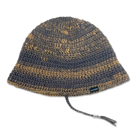 Braid Knitting Hat  (Charcoal x S.Yellow)