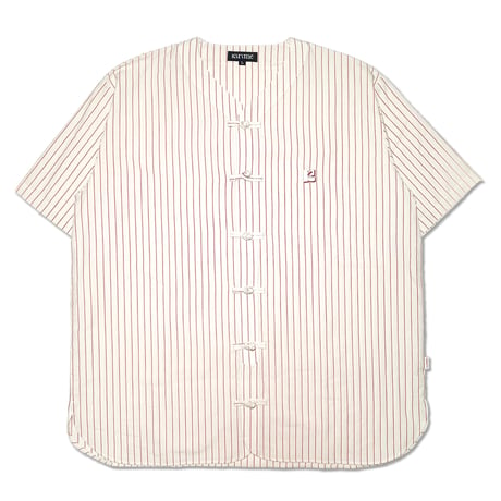 China Button Base Ball Shirt <Red x Off White>