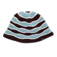 Wave Knitting Hat <Brown x White x Powder Blue>