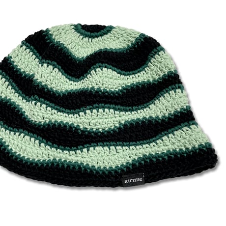 Wave Knitting Hat <Black x D.Green x Mint>