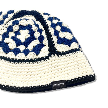 Knitting Hat <Off White x Black x Navy>