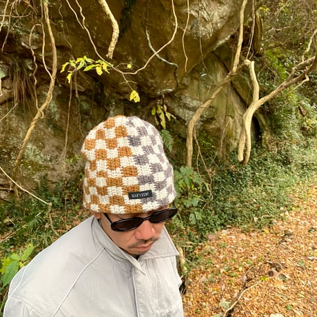 Knitting Beanie (White x Melange Yellow / White x Dark Gray)
