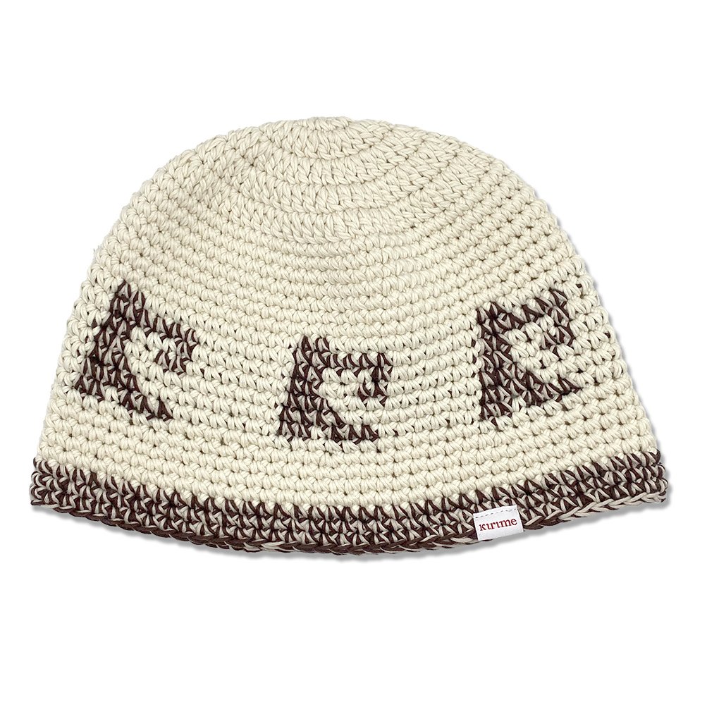 未使用タグ付き‼️HLT Boucle Knit Cap ecru Knitting Hat (Off White x Brown x Sand Beige) |