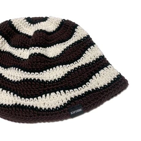 Wave Knitting Hat <Brown x Black x Off White>