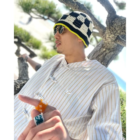 China Button Base Ball Shirt <Mustard x Sax>