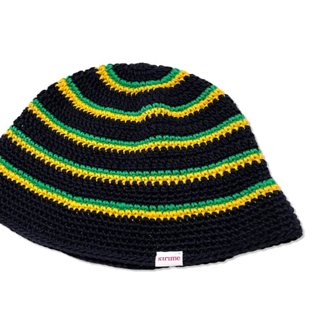 Knitting Hat (Black x Green x Yellow)