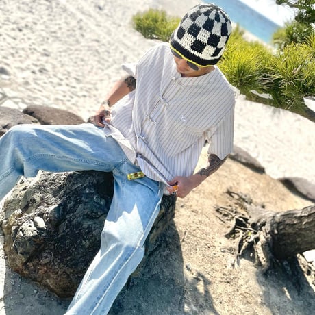 China Button Base Ball Shirt <Mustard x Sax>