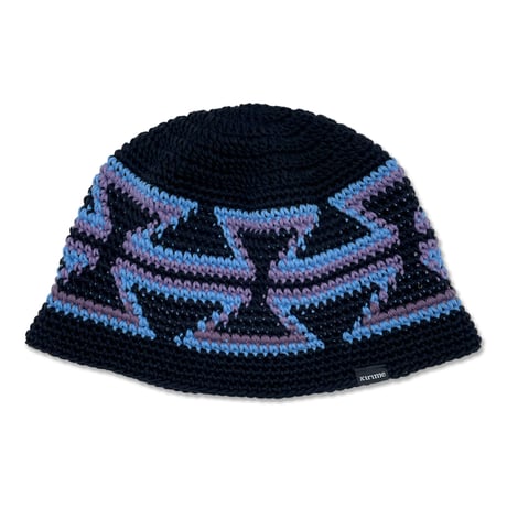 Ortega Knitting Hat  (Black x Blue x Purple)