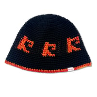 Knitting Hat <Black x Red x Orange>