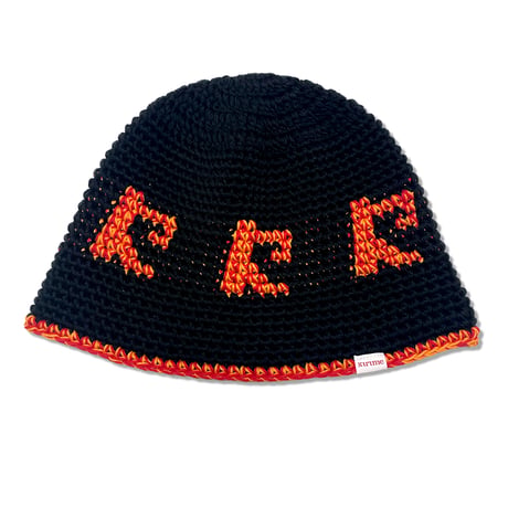 Knitting Hat <Black x Red x Orange>