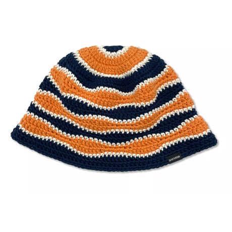 Wave Knitting Hat <Orange x White x Navy>