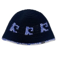 Knitting Hat <Black x Blue x White>