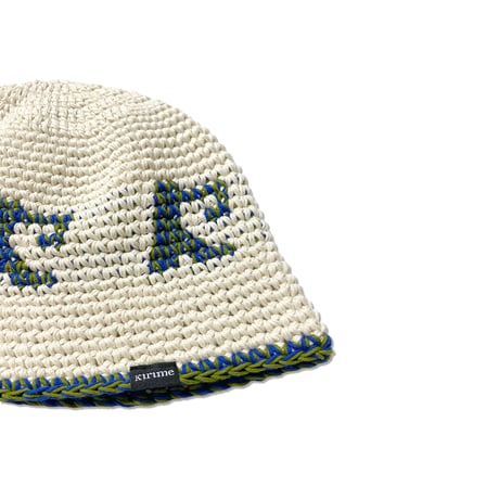 Knitting Hat <Off White x Khaki x Blue>
