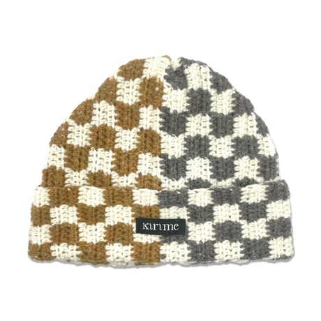 Knitting Beanie (White x Melange Yellow / White x Dark Gray)