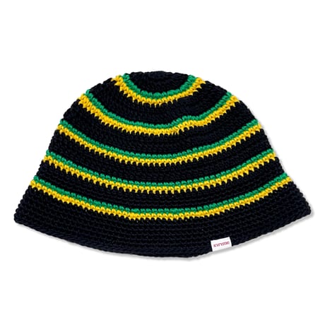 Knitting Hat (Black x Green x Yellow)
