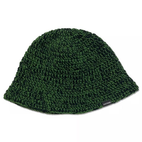 Knitting Hat <Black x Green>