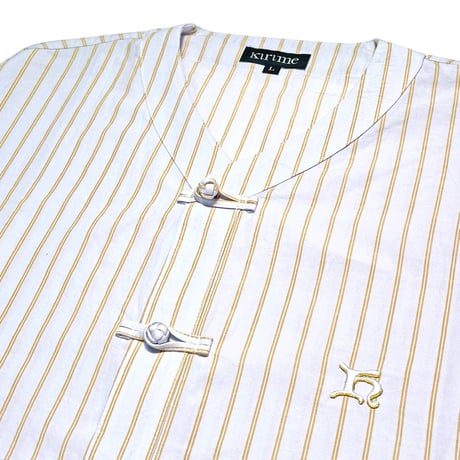China Button Base Ball Shirt <Mustard x Sax>