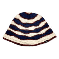 Wave Knitting Hat <Brown x Navy x Off White>
