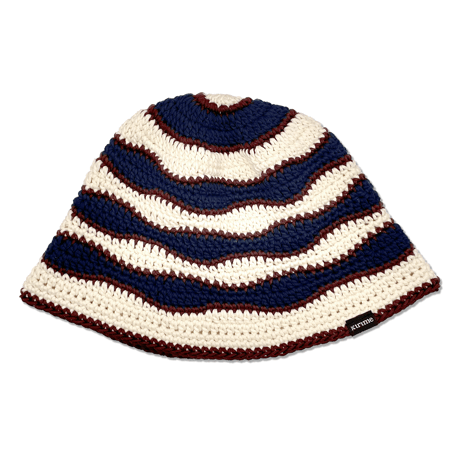 Wave Knitting Hat <Brown x Navy x Off White>