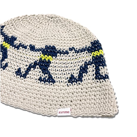 Circle Knitting Hat <and Beige x Navy x N.Yellow>