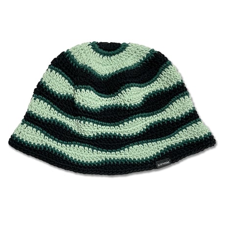 Wave Knitting Hat <Black x D.Green x Mint>