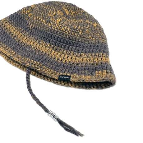 Braid Knitting Hat  (Charcoal x S.Yellow)