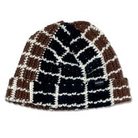 Plaid Knitting Beanie (Black x Dark Brown x White)