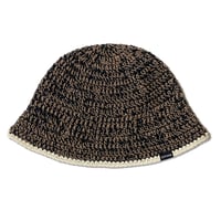 Knitting Hat <Off White x Brown x Black>