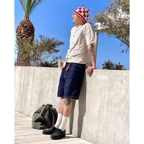 China Button Base Ball Shirt <Red x Off White>