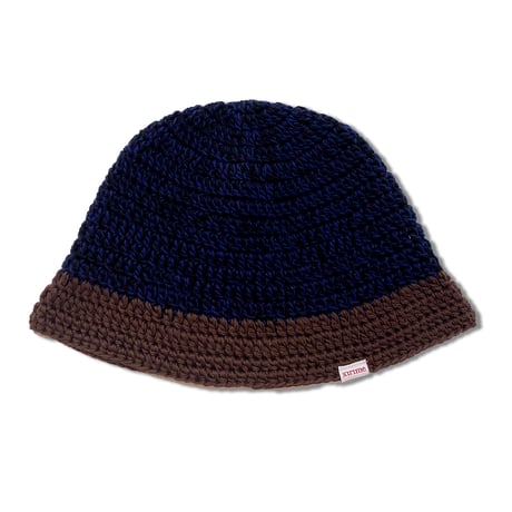 Knitting Hat <Brown x Navy x Black>