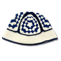 Knitting Hat <Off White x Black x Navy>