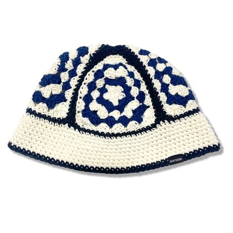 Knitting Hat <Off White x Black x Navy>