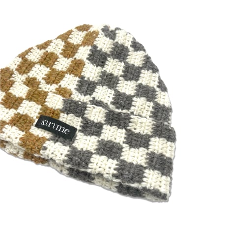 Knitting Beanie (White x Melange Yellow / White x Dark Gray)
