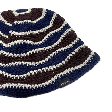 Wave Knitting Hat <Brown x Navy x Off White>