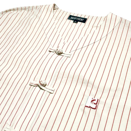 China Button Base Ball Shirt <Red x Off White>