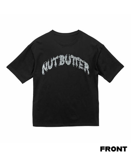 NUT-BUTTER カーブ ロゴ 5.6オンス ビッグシルエット Ｔシャツ ブラック