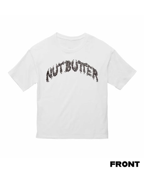 NUT-BUTTER カーブ ロゴ 5.6オンス ビッグシルエット Ｔシャツ ホワイト