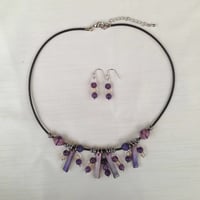 140509　ネックレス＆ピアス（天然石 アメジスト）