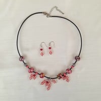 140505　ネックレス＆ピアス（天然石 チェリークォーツ）