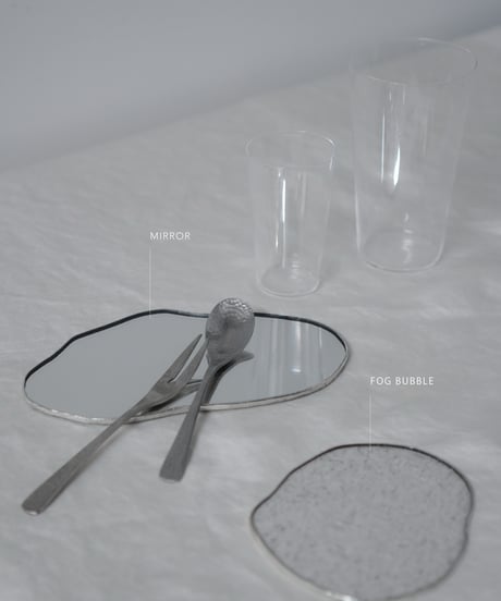 PUDDLE GLASS PLATE / S / W85×H95 / FOG BUBBLE