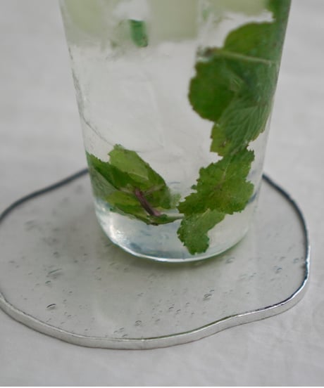 PUDDLE GLASS PLATE / S / W85×H95 / CLEAR BUBBLE