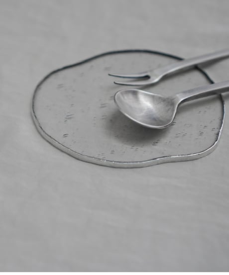PUDDLE GLASS PLATE / S / W85×H95 / CLEAR BUBBLE