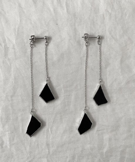 W HANGING EARRING - BLACK- / ピアス・イヤリング