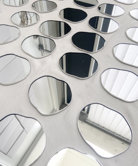 PUDDLE MIRROR PLATE / S / W85×H95 / LEATHER