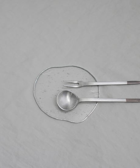 PUDDLE GLASS PLATE / S / W85×H95 / CLEAR BUBBLE