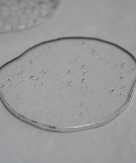 PUDDLE GLASS PLATE / S / W85×H95 / CLEAR BUBBLE