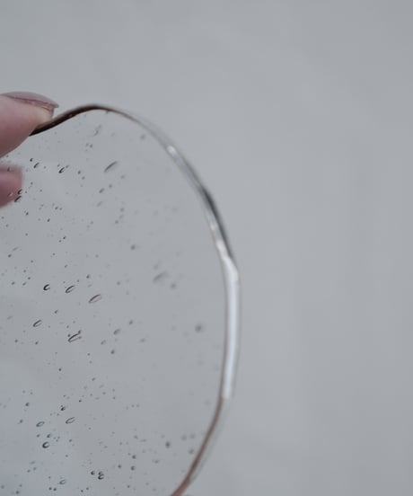 PUDDLE GLASS PLATE / S / W85×H95 / CLEAR BUBBLE