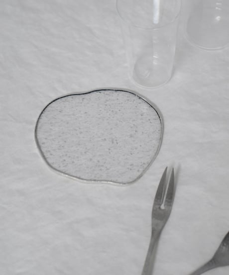PUDDLE GLASS PLATE / S / W85×H95 / FOG BUBBLE