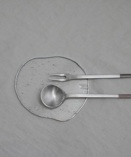 PUDDLE GLASS PLATE / S / W85×H95 / CLEAR BUBBLE
