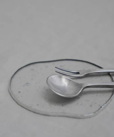 PUDDLE GLASS PLATE / S / W85×H95 / CLEAR BUBBLE
